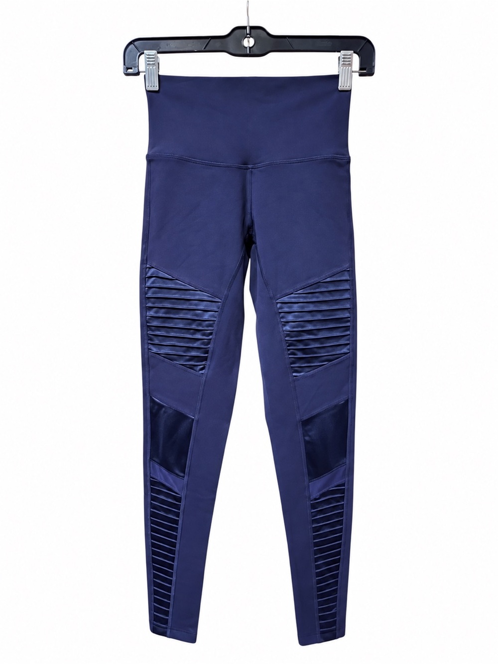 Alo Yoga High-Waist Moto Leggings Navy Blue Ribbed Mesh Size XS